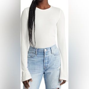 Frame Long Sleeve Rib Top Off White size S